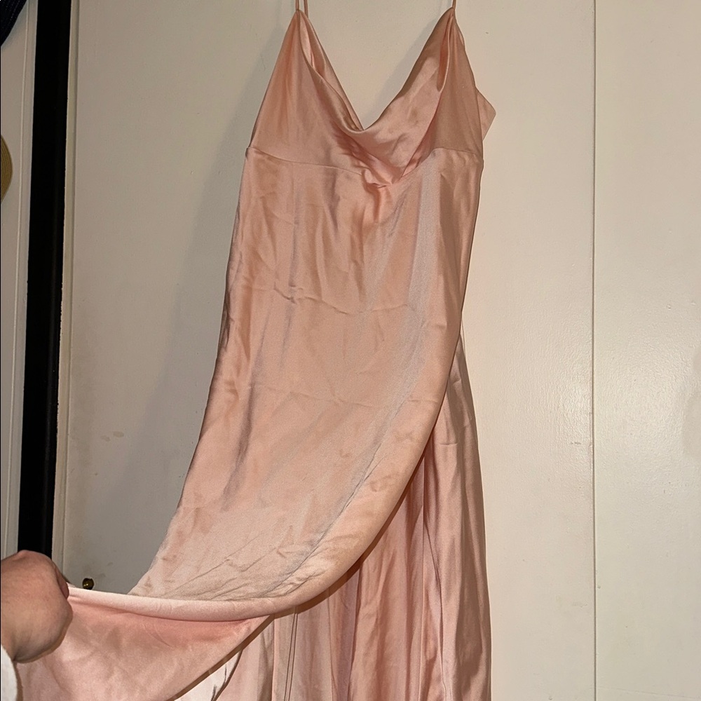 Elegant Peach Satin Slip Dress